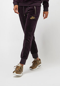 NIKE Pant Velour port wine/metallic gold 