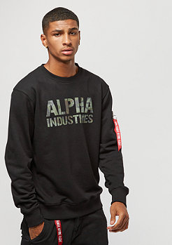 Alpha Industries Camo Print Sweater black/woodland 