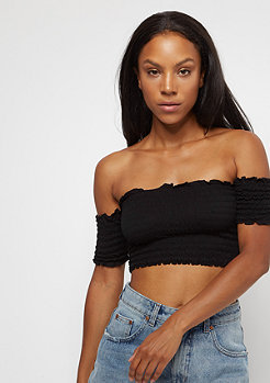 Urban Classics Ladies Cropped Cold Shoulder Smoke Top black 