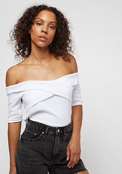 Urban Classics Ladies Off Shoulder Cross Rib Tee whit 